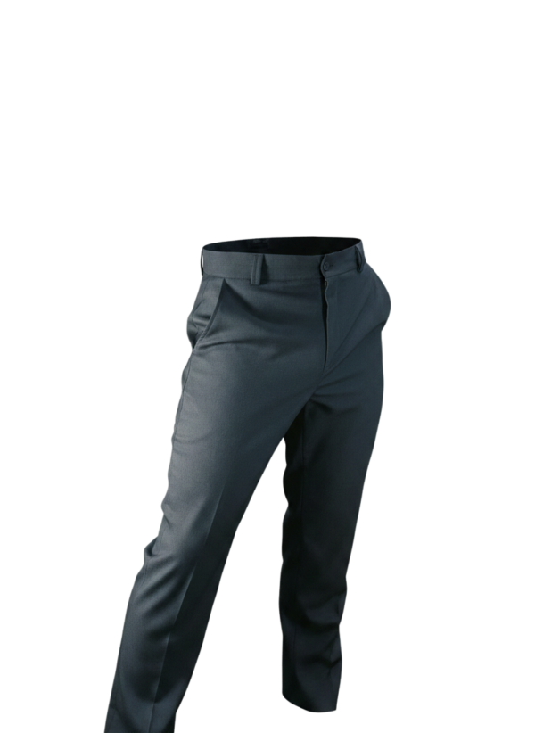 Pantalón de vestir gris carbón con corte moderno semi-ajustado que estiliza la silueta sin sacrificar comodidad. Confeccionado en mezcla de lana de alta calidad, ofrece un acabado elegante, resistente a arrugas y perfecto para looks formales o de oficina.